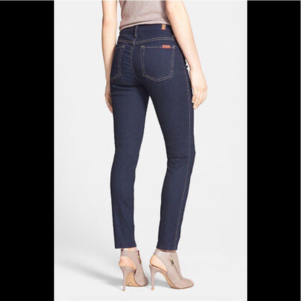 7 For All Mankind The High Waist Super Skinny Jeans - Rich Dark Rinse - New